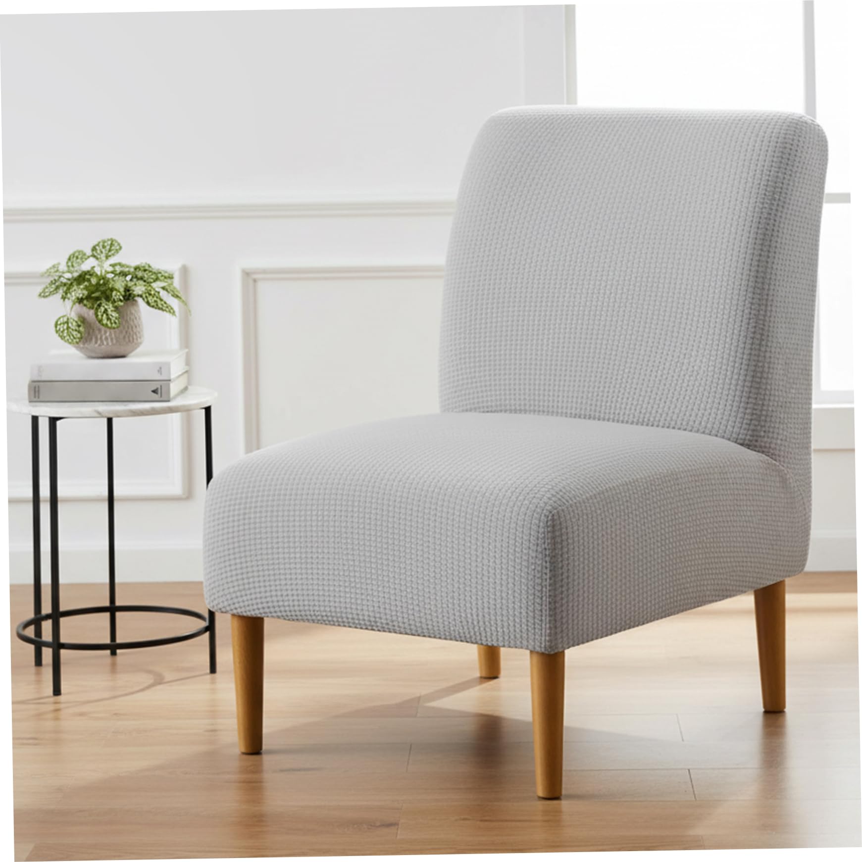 Garrrdenfurni Armless Chair Cover Stretch Soft Armless Chair Slipcover Washable Removable Spandex Small Couch Covers for Home Hotel Office Grey
