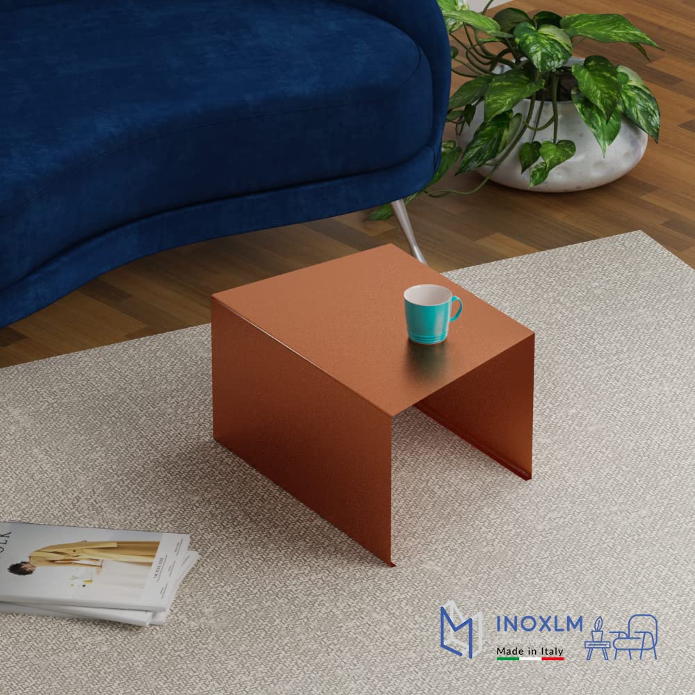 INOXLM Tavolino Basso Anthea | Tavolo Basso Design | Tavolino da Salotto e Caffè | Made in Italy | Acciaio Verniciato Corten
