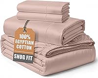 Vista 11 de Sábanas 100% de Algodón Egipcio Tamaño Queen - Naturalmente Refrescantes y Transpirables, Juego de Sábanas Queen de 4 Piezas con Tejido de Satén