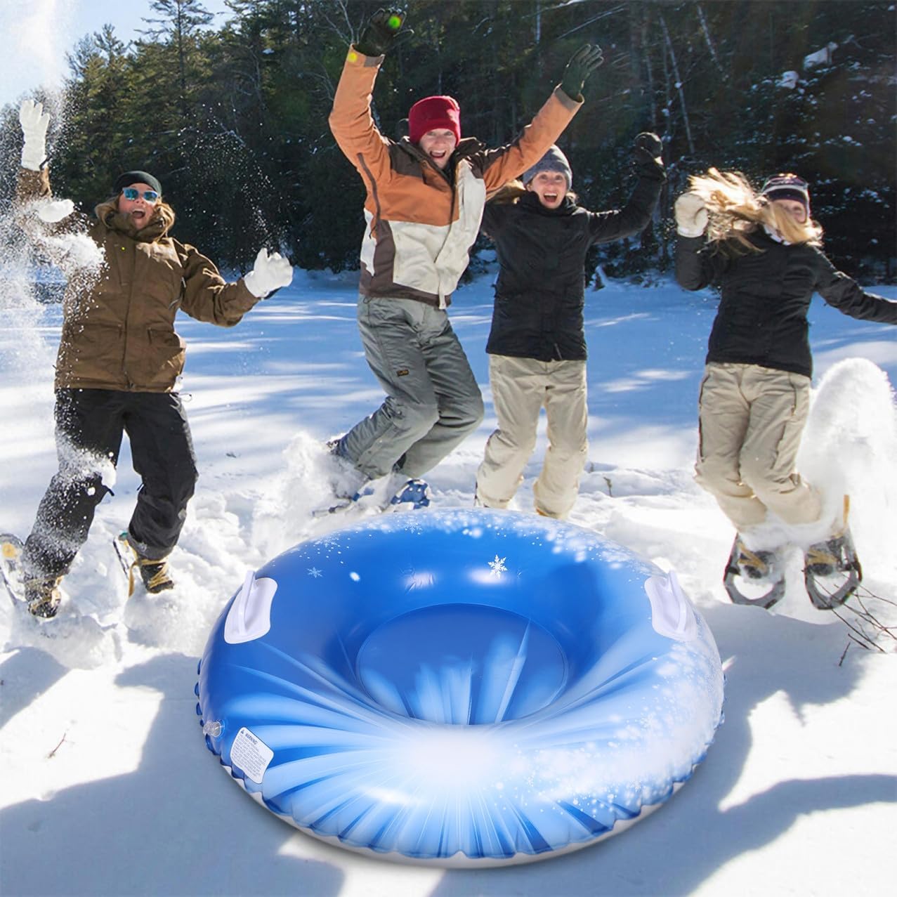 HEMOTON Inflatable Snow Tube for Heavy Duty PVC Snow Sled with Handles Thickened Winter Outdoor Sledding Suitable for Boys