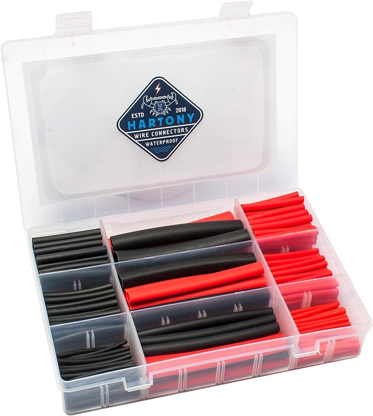 270PCS Heat Shrink Tubing 3:1 Dual Wall Adhesive Lined Heat Shrink Tubing Marine Electrical Tubes Red Black Kit by Hartony