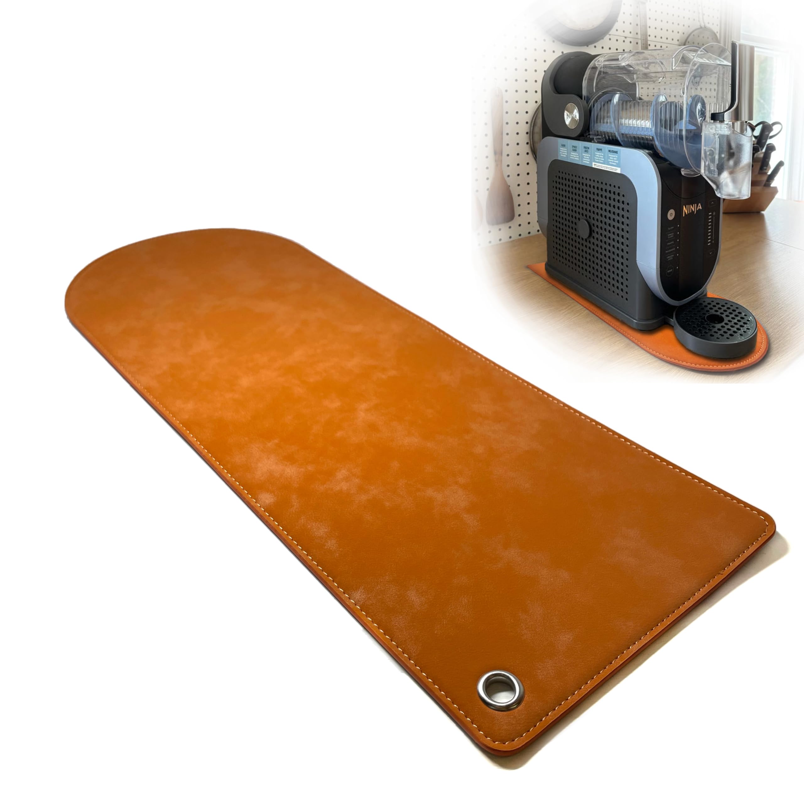 Sliding Pad for Ninja Slushie Machine FS301/300/301C – Premium PU Leather Mat with Non-Slip Base, Smooth Glide & Surface Protection, Easy to Move Frozen Drink Maker (Vintage Saddle, 1PCS)