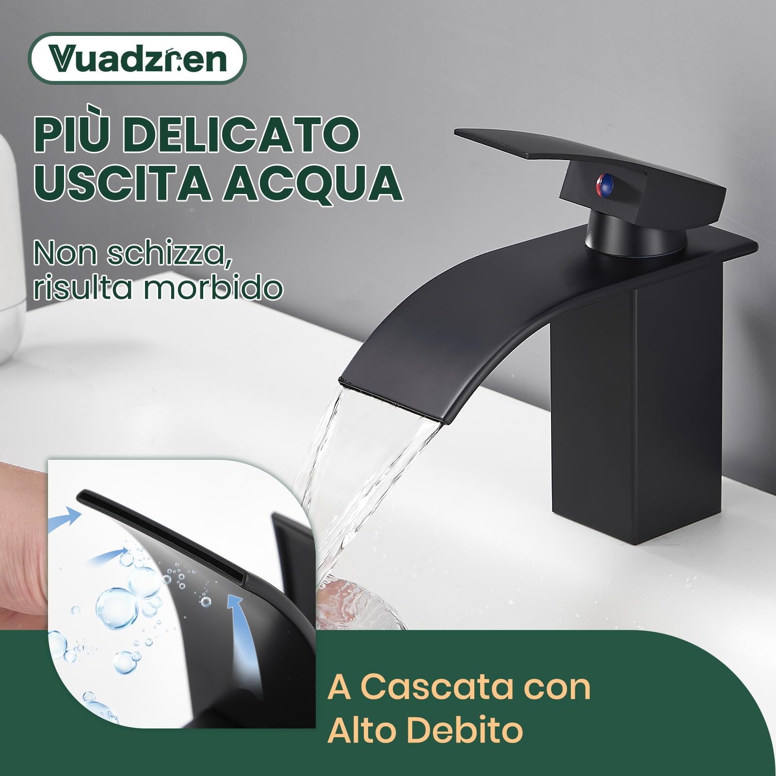 Rubinetto per Bagno con Set di Scarico, Miscelatore a Cascata per Lavabo, Monocomando per Bagno con Tubo di Collegamento G3/8 per WC degli Ospiti (Altezza di Scolo 80mm, cromato)