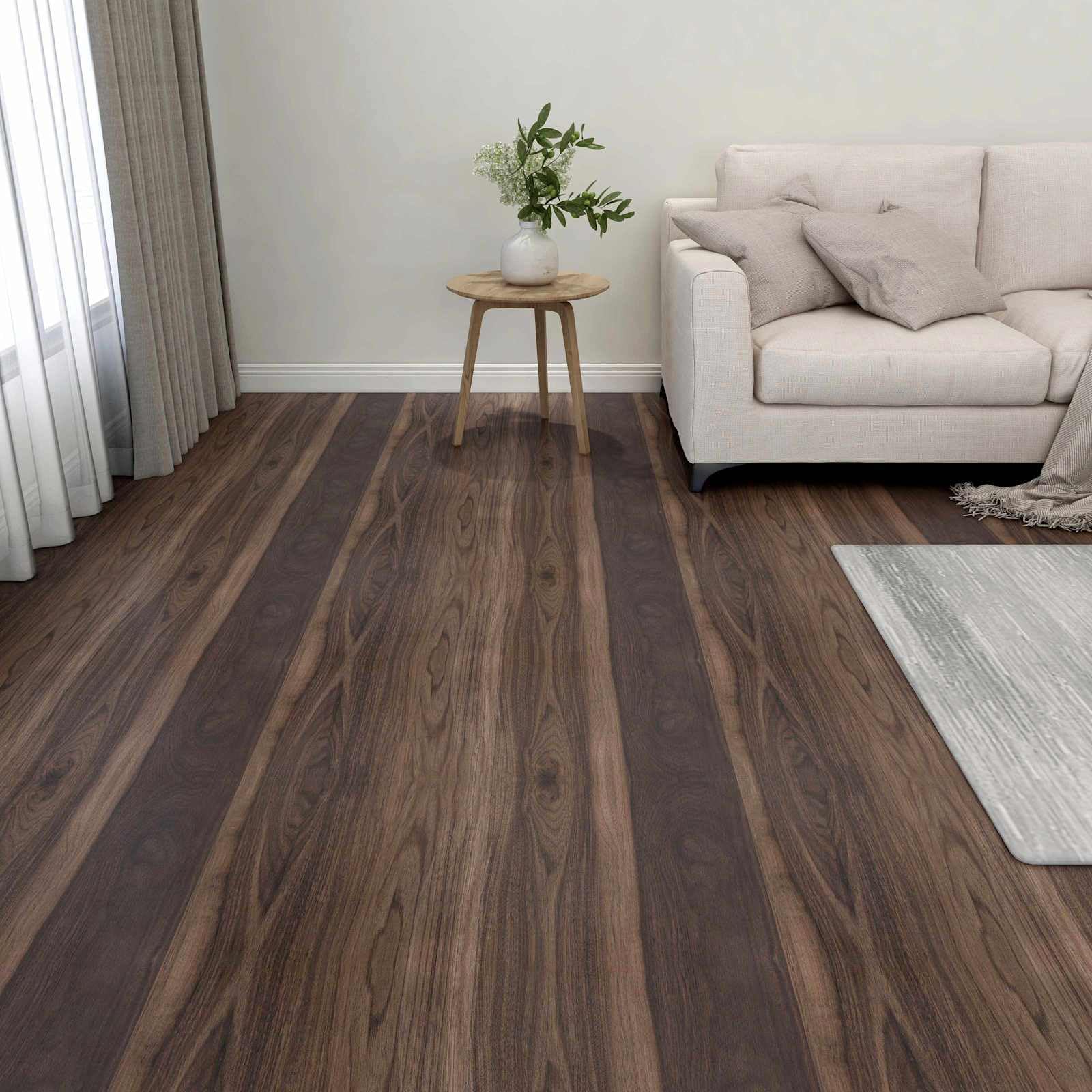 55 samoprzylepnych płytek podłogowych PCW, ciemnobrązowe, 5,11 m², do salonu, majsterkowania, renowacji, wykładziny podłogowej