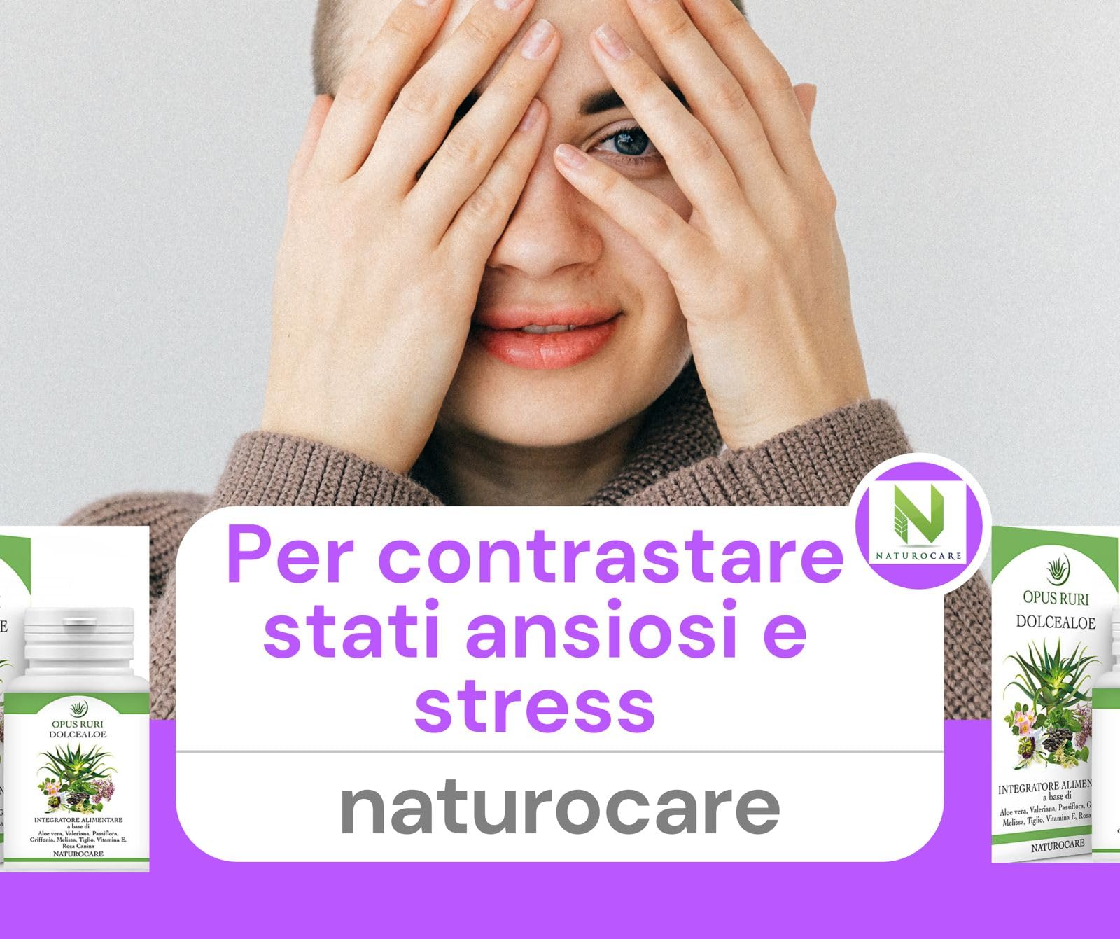 OPUS RURI DolceAloe – Integratore Alimentare con Passiflora, Valeriana, Melissa, Griffonia e Vitamina E - 90 Capsule Vegetali - Integratore Sonno e Benessere Mentale - Made in Italy
