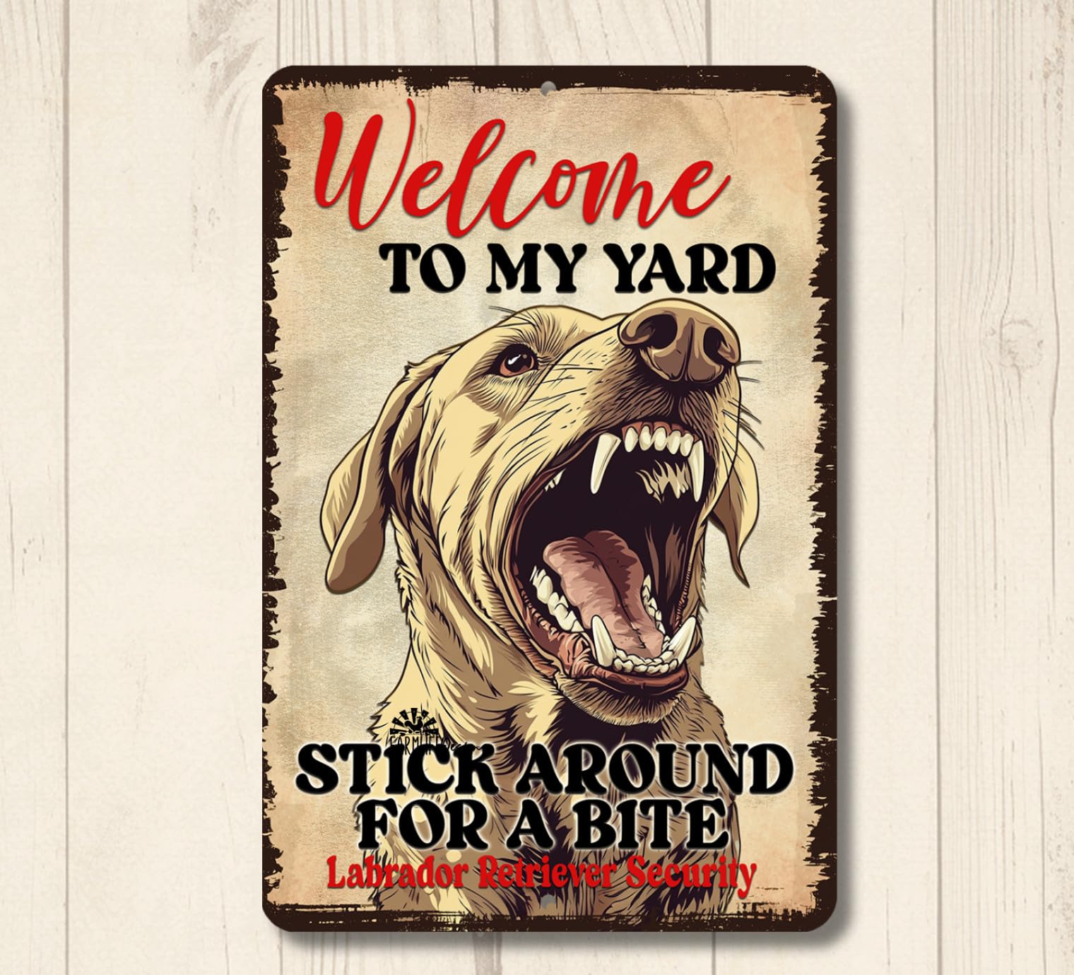 Golden Lab Welcome Yard House Sign funny dog metal warning security labrador home decor