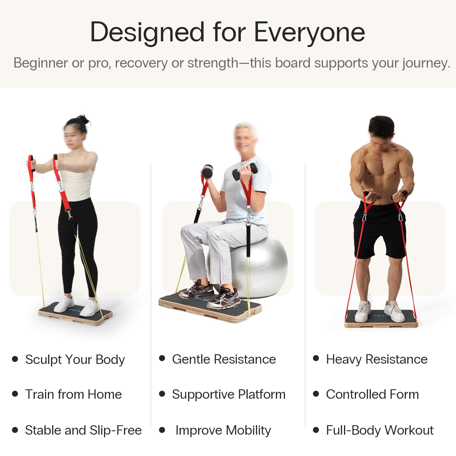 StrongTek Balance Board Trainingsbrett aus Holz rutschfest für Reha | Vielseitiger Fitness-Gleichgewichtstrainer für Zuhause & Büro – verbessert Koordination, Kraft und Körperhaltung
