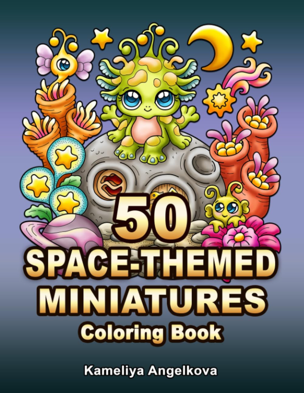 50 Space-Themed Miniatures Coloring Book