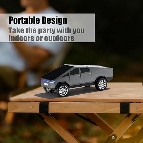 Miniatura 6 de Altavoz de reproducción Bluetooth futurista con pantalla LED, audio portátil de estilo futuro con enlace TWS, radio FM, iluminación LED y micrófono