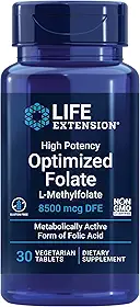 Metil Folato Otimizado 500mcg (30 Tabletes) Life Extension