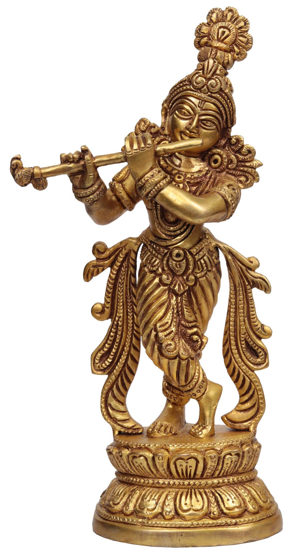 Statue de Krishna cadeau spirituel en laiton pour pendaison de crémaillère