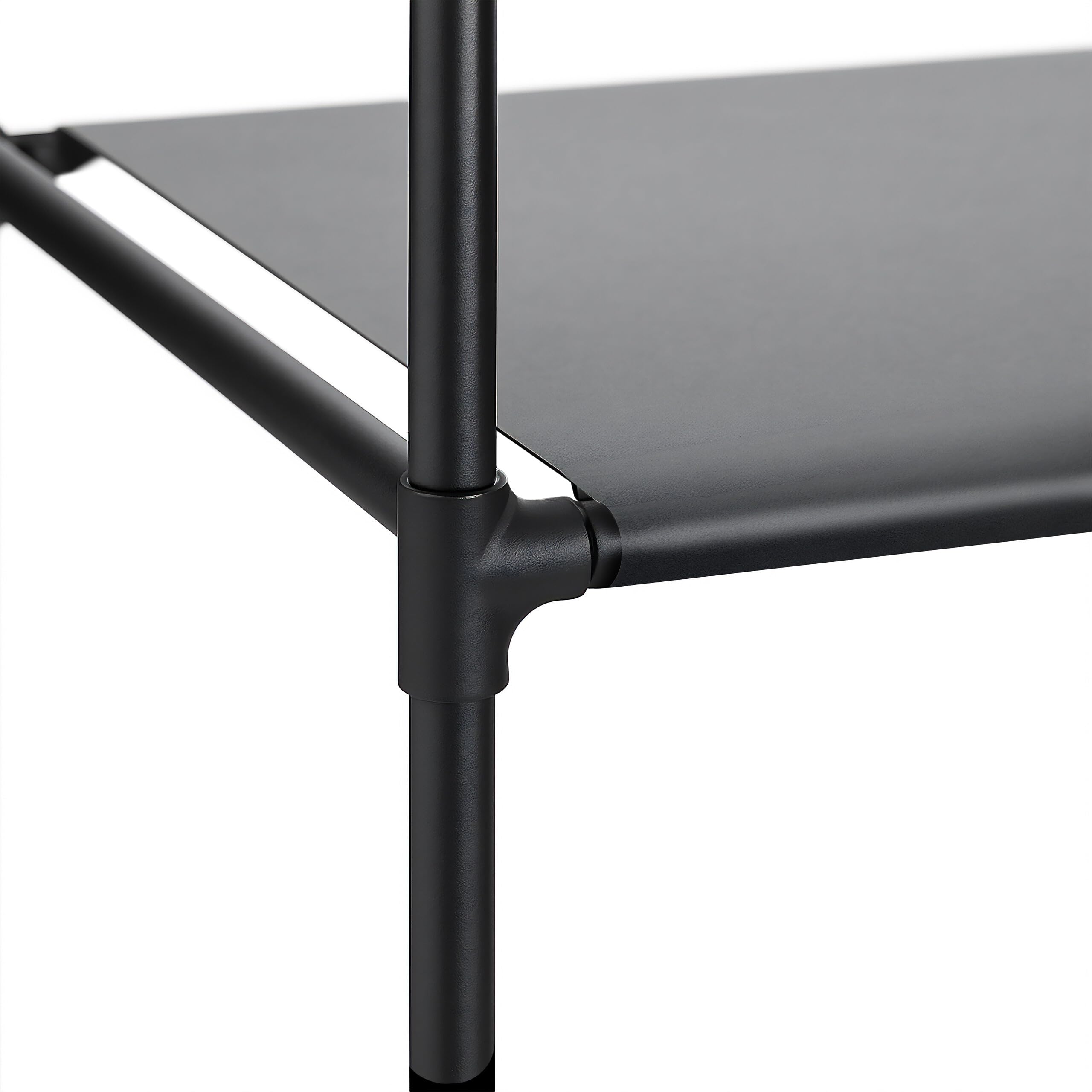 Relaxdays Armoire d'angle, H x L x P : 170 x 130 x 41 cm, 2 Barres de Suspension, 12 étagères, Acier, Tissu, Noir