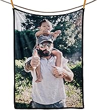 Custom Blanket with Photos Text Personalized Flannel Sofa Bed Seat Throw Travel Rug Gift for Valentines Day, Love Father Mother Day. Baby, Friends, Pet, Grandpa, Grandma, Birthday, Anniversary