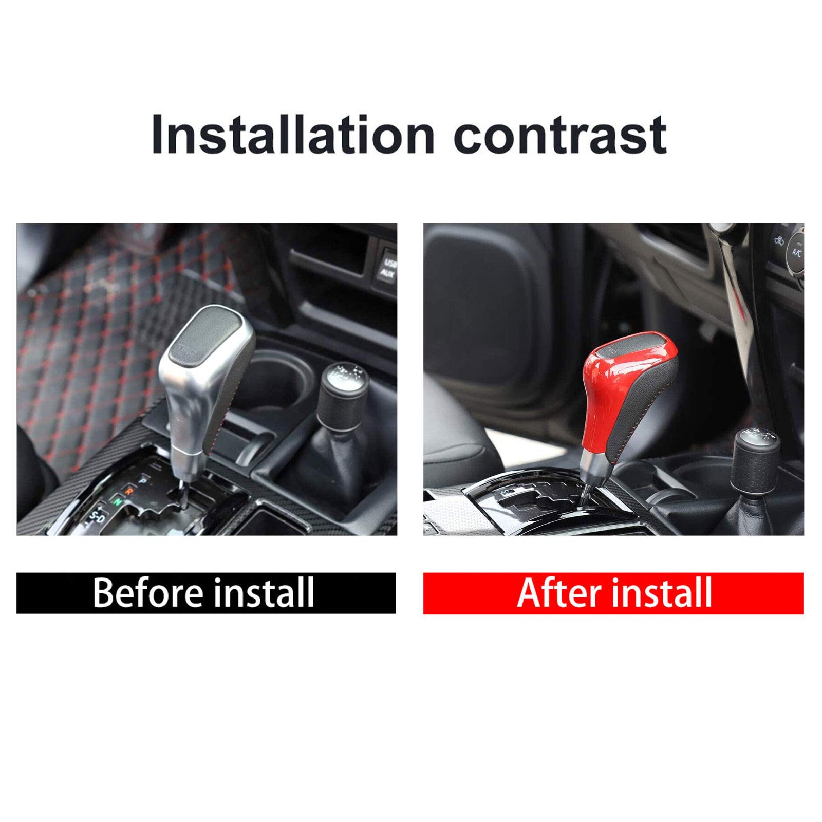 YIWANG ABS Car Center Gear Shift Head Cover Trim For Toyota Tundra 2014-2021,For Toyota 4Runner TRD Pro Off-road 2010-2021 (Red)