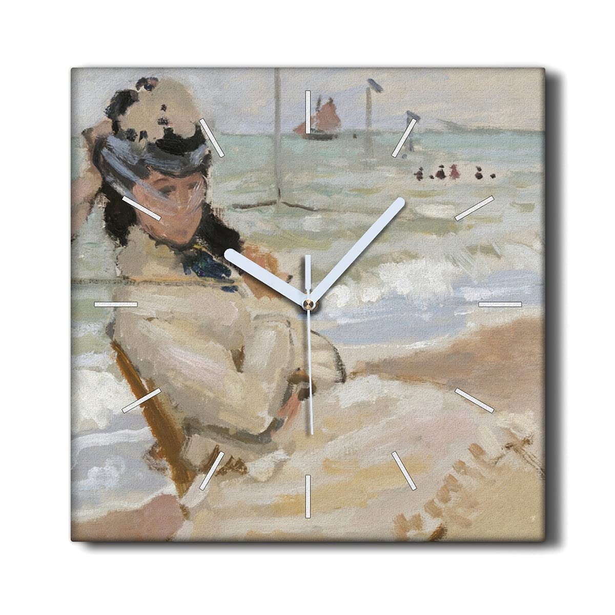 Horloge sur Toile pour Le Salon Monet Plage 30x30 Décoration Murale