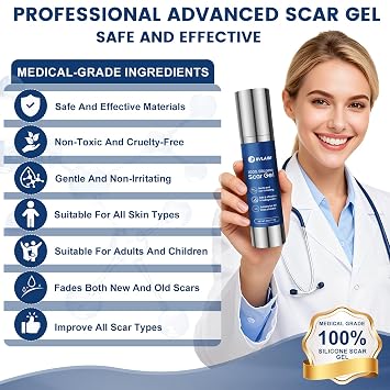 Rvlaim 100% Advanced Silicone Scar Gel for Old & New Scars,1.7oz/50ml