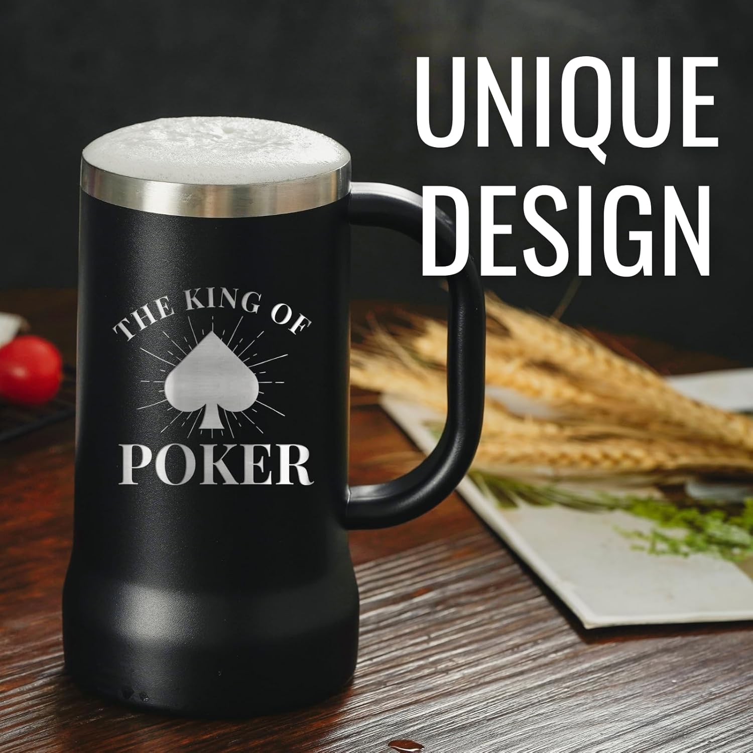 Onebttl Poker Gifts for Men, Poker Stainless Steel Beer Stein Tumbler, 24oz Beer Mug with Lid for Father's Day, Christmas - Image 6