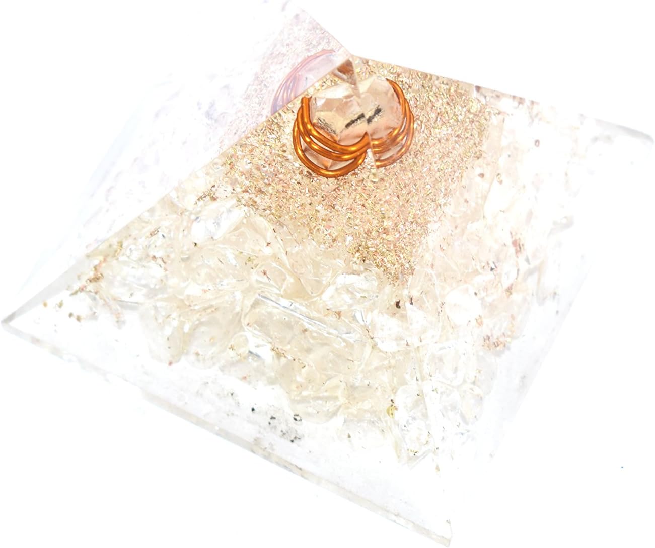 Pyramid Clear Quartz Orgonite 2-2.5 Inch Chakra & Reiki Healing Aura Cleansing Crystal