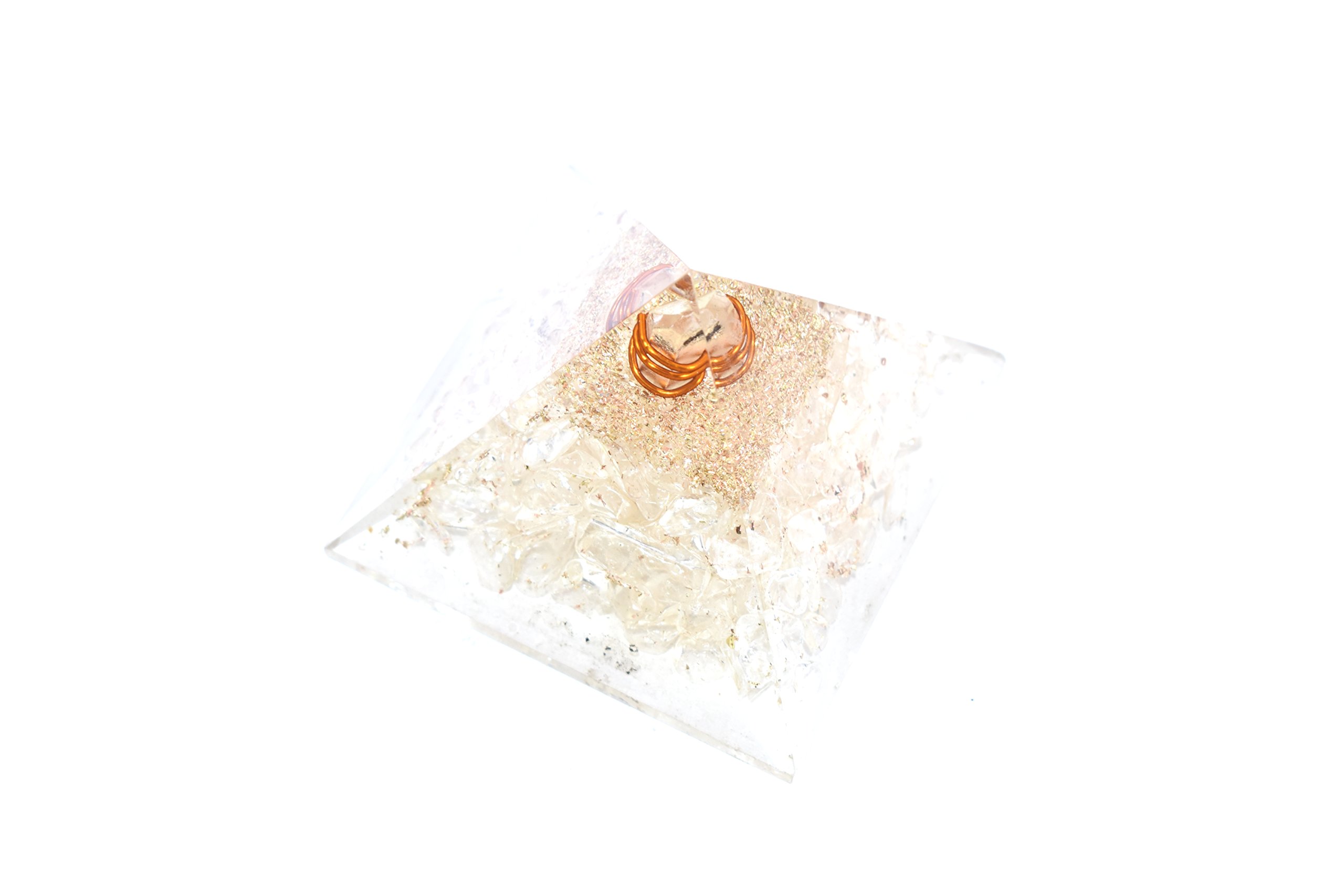 Pyramid Clear Quartz Orgonite 2-2.5 Inch Chakra & Reiki Healing Aura Cleansing Crystal
