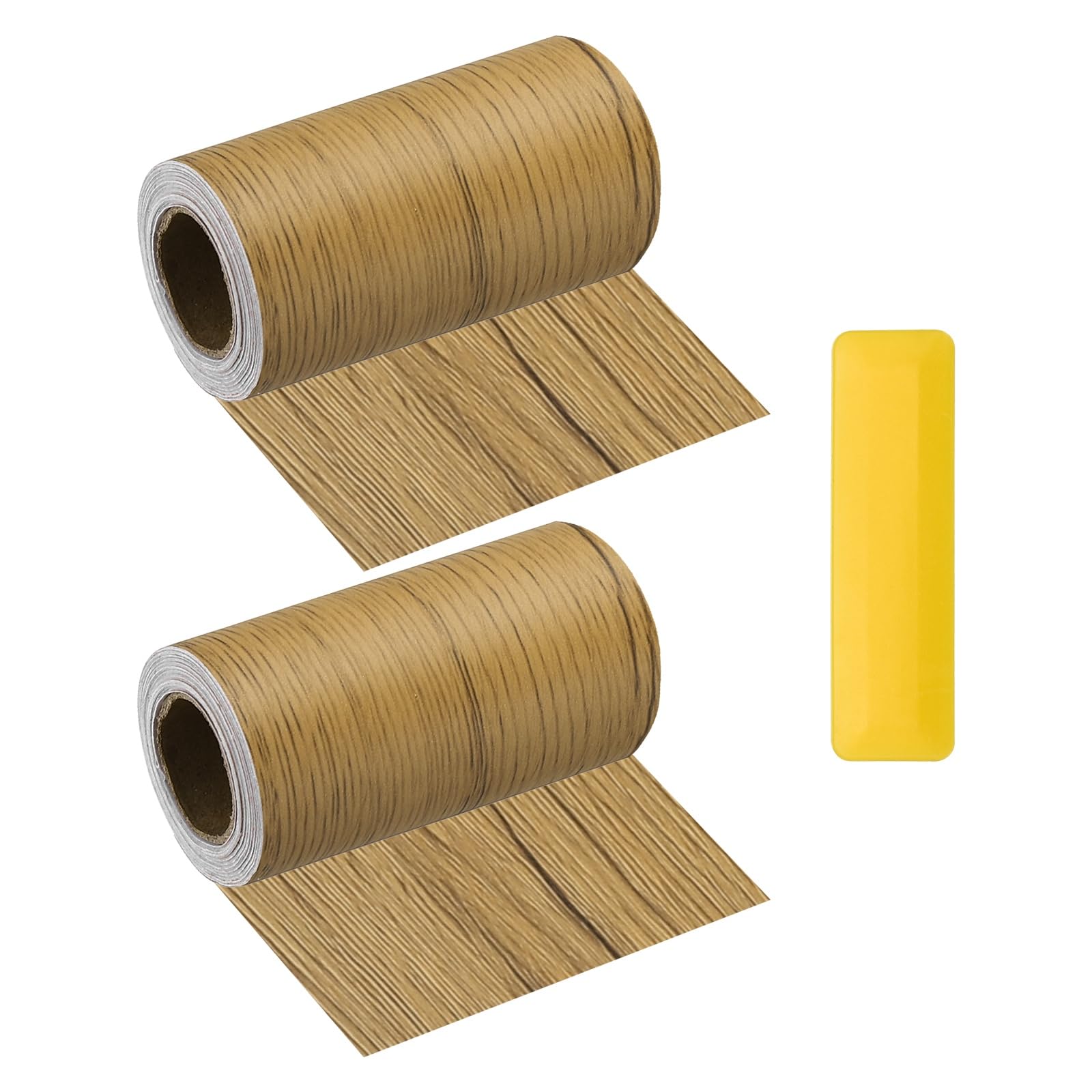 sourcing map Wood Grain Repair Tape with Scraper 10cm x 5m,Yellow Teak