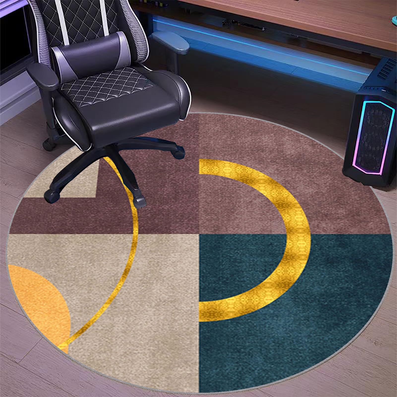 Sedia Ufficio Tappeto Rotondo Gaming Pavimento Tappetino di Protectors Pavimenti per Parquet Piastrelle Tappeto Salvapavimento Tappetino Tappetino Rotondo per Pavimento Multiuso 90 cm