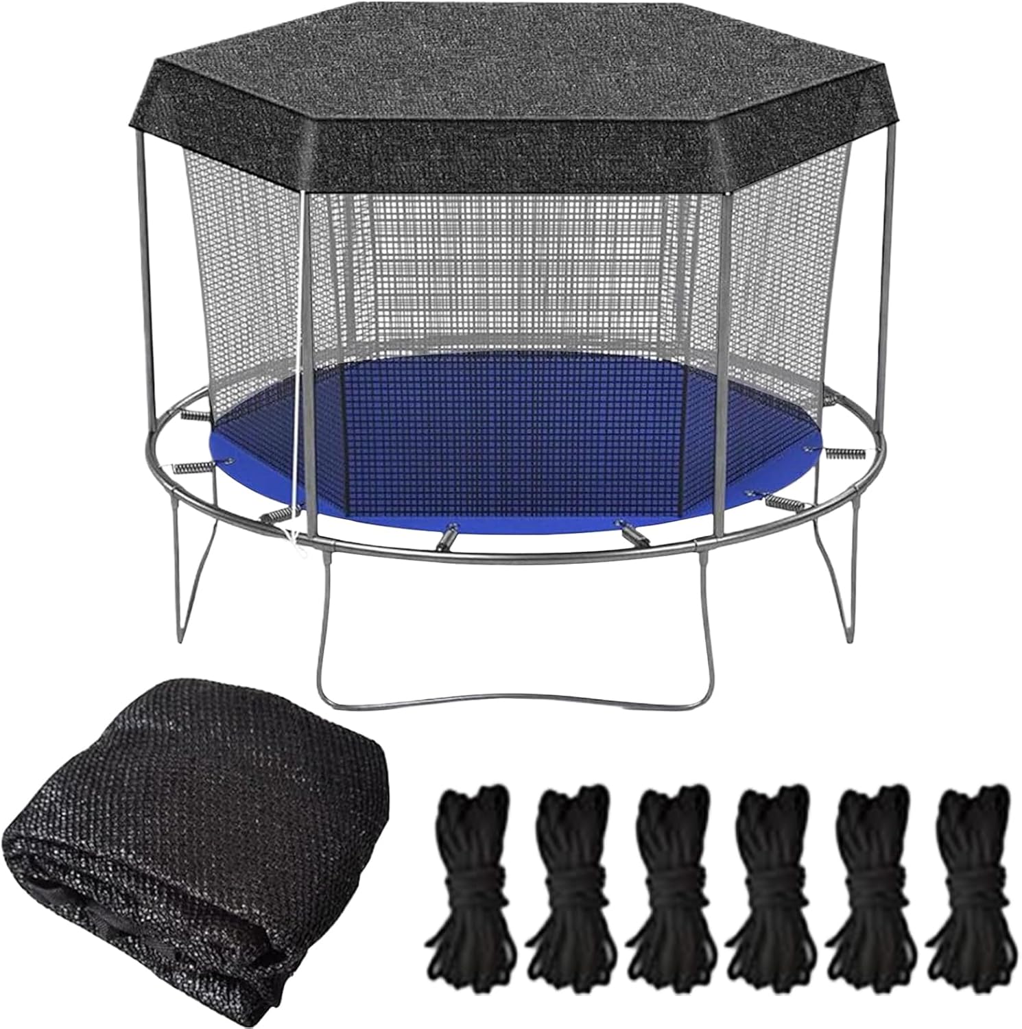 6/8/10/12/14ft Trampoline Cover, Foldable Anti-UV Trampoline Protective Cover, Waterproof Weatherproof Tear-Resistant Dust Proof ，for Outdoors 6-8 Support Poles Safety Accessories