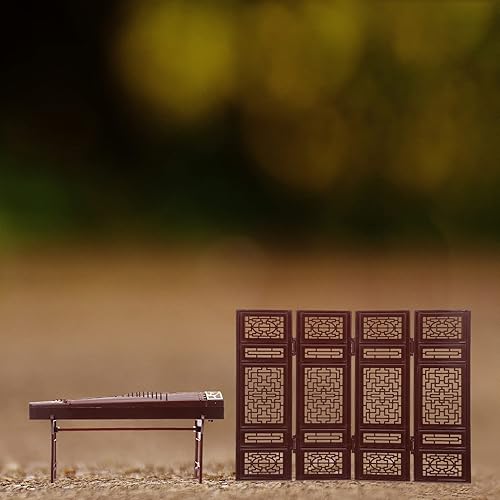 Miniatura 5 de balacoo Guzheng Modelo Miniatura Instrumento Musical Chino Tradicional Guqin Miniatura China Pantalla Puerta de Muñecas Accesorios Muebles