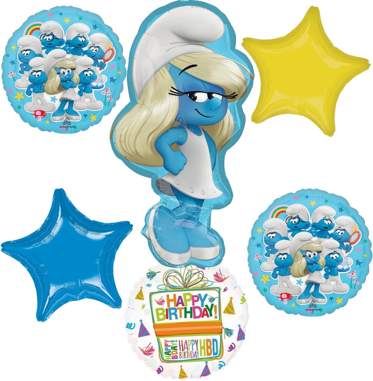 Anagram Birthday Party Supplies Smurf's Theme Balloon Bouquet Decorations