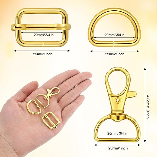 Miniatura 2 de 56 piezas de anillos D para herrajes de bolso, herrajes para bolso para confección de bolsos, hebillas para manualidades (color mixto, 25 mm)