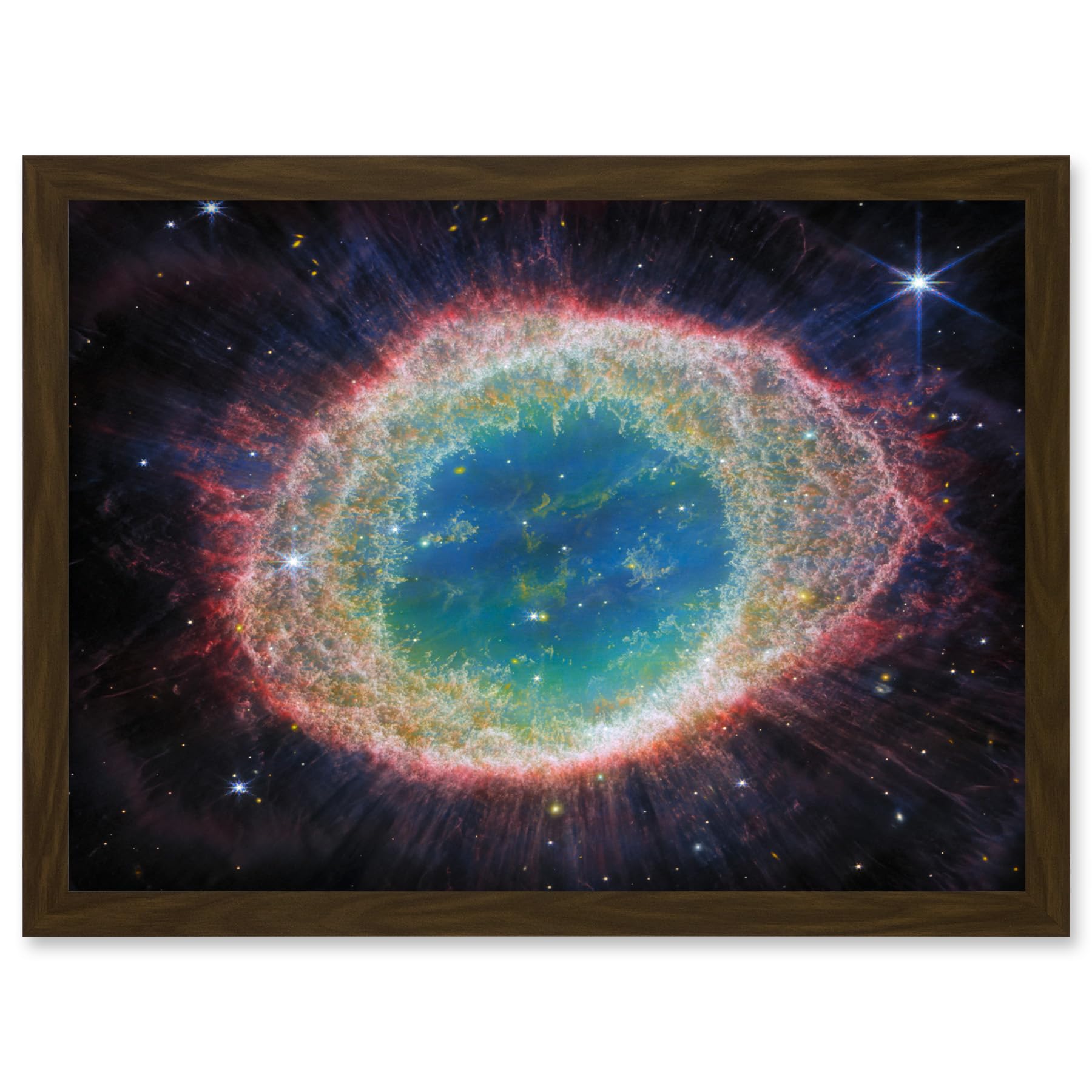Artery8 NASA James Webb Telescope NIRCam Image of Ring Nebula Planetary Messier 57 Intricate Details of a Dying Star Formation Celestial Doughnut in Space Artwork Framed A3 Wall Art Print