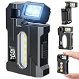 G5 EDC Flashlight 1200 Lumens, Super Bright 3 Modes Mini G5 EDC Pocket-Sized Flat Flashlights Rechargeable, Portable Small LED Dual Light w Clip, IP68 Rotatable Magnetic Torches for Camping Emergency