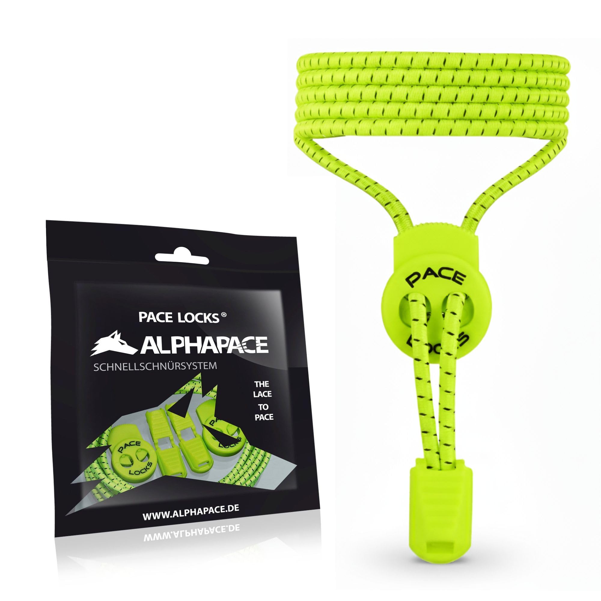 ALPHAPACE Pace Locks Elastische Schnürsenkel ohne binden mit Schnellverschluss, Schuhbänder ohne Schnüren, Slip-on Schnellverschluß für Sport, Jugend & ältere Menschen, 120 cm