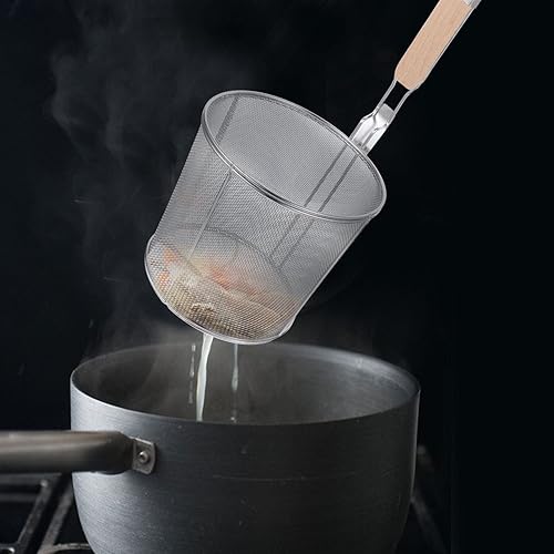 Miniatura 9 de Cesta de pasta de malla, de acero inoxidable, colador de pasta de araña, colador de fideos, cesta blanqueadora para pasta, fideos, bolas de masa