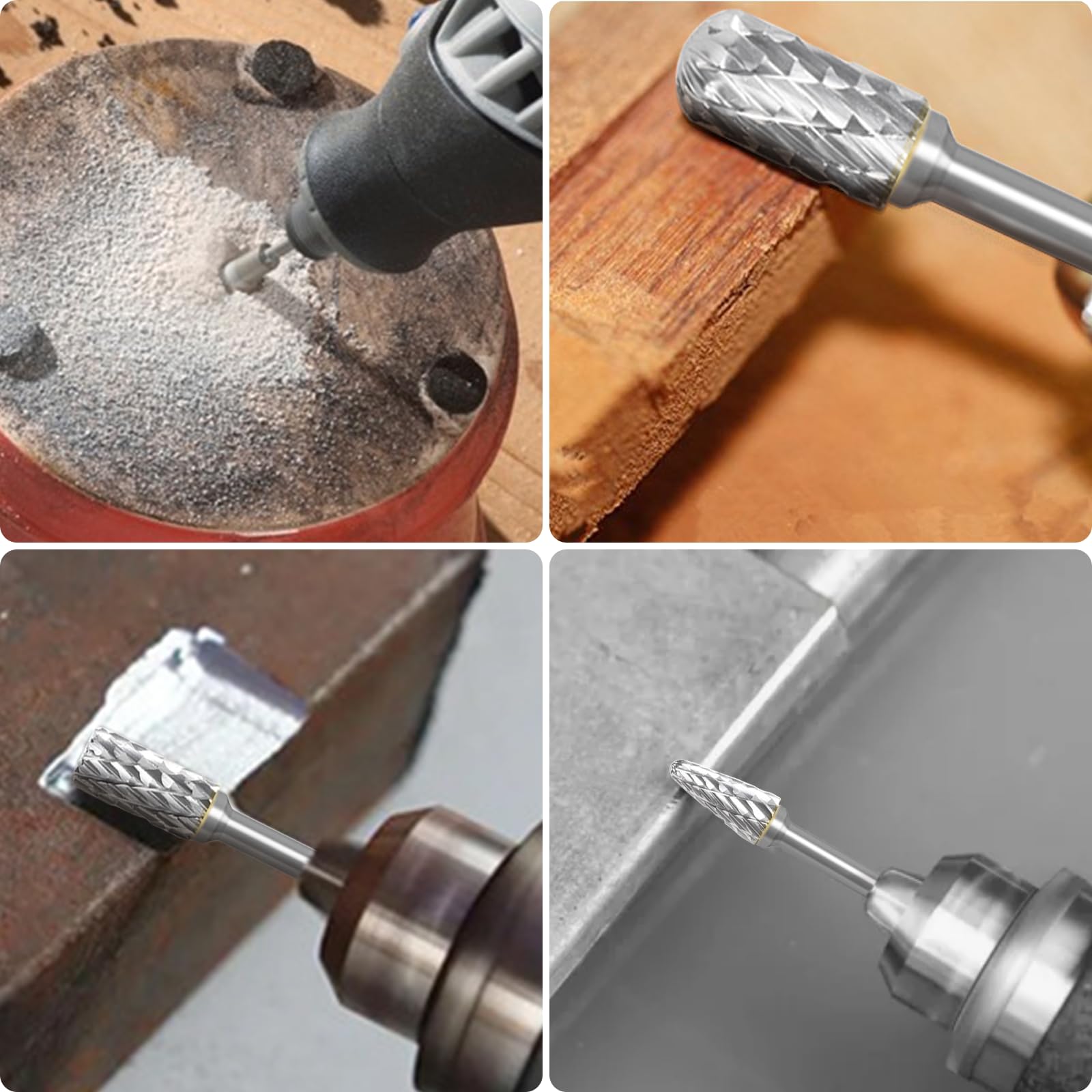 Freesset, 8 stuks, dubbele snede met 6 mm schacht, rotatiefrees