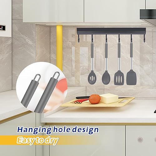 Miniatura 3 de Juego de herramientas de cocina de silicona de 5 piezas, sin BPA, resistente al calor, antiadherente y apto para lavavajillas, con cucharas