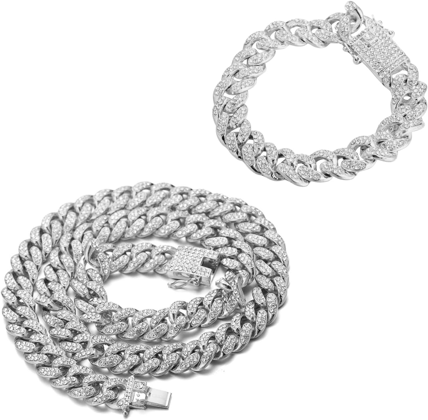 Cuban Link Chain for Kids Teen - Luxury 18K Real Gold/Platinum White Gold/Rhodium Black/Rose Gold Plated - Iced Out Bling 14MM Width Necklace Bracelet - Fits Ages 8–16 - Giftbox Included