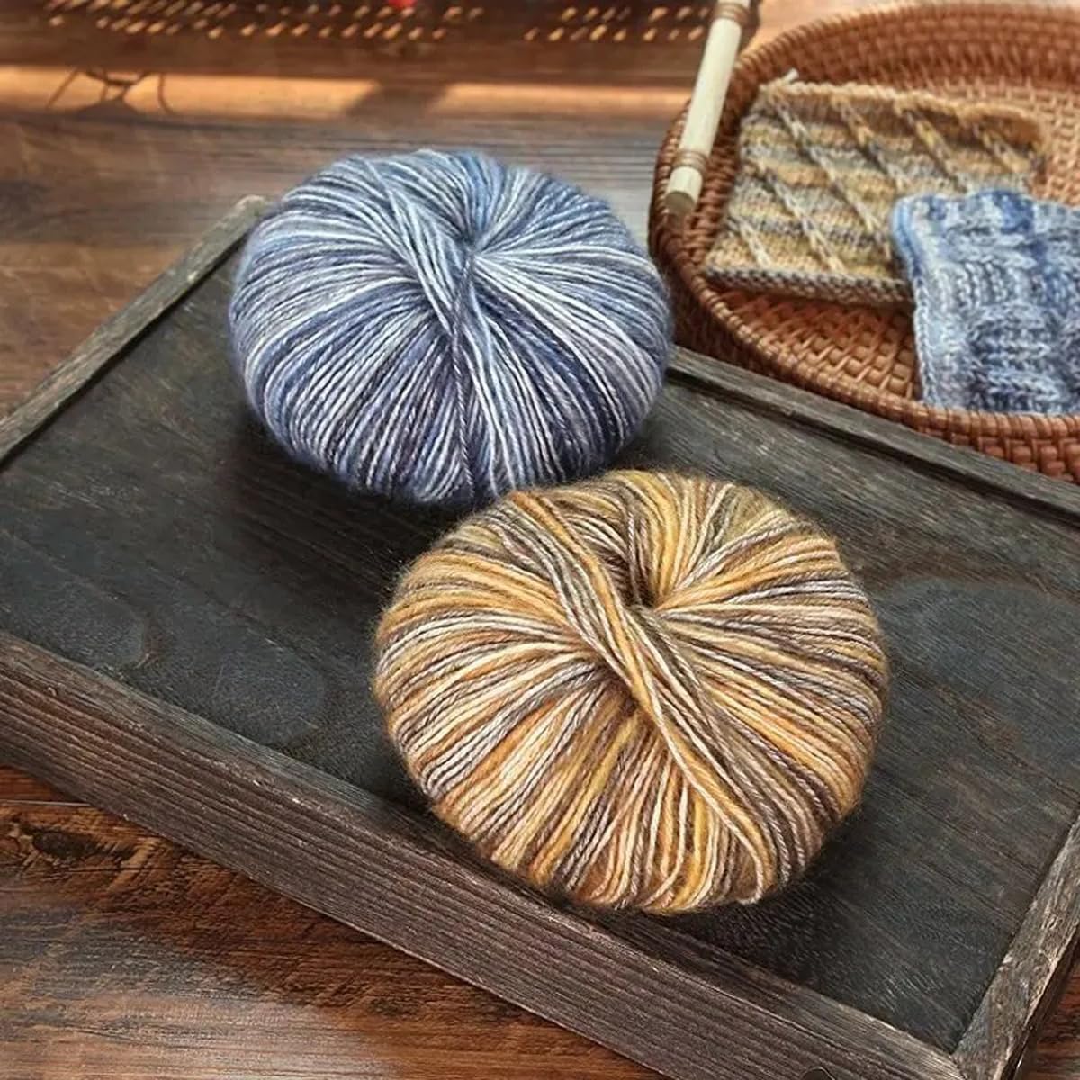 3 Gomitoli di Filato di Cotone Mimetico da 50 G/1,76 Oz, Filato Tinto a Mano, Filato per Uncinetto, di Medio Spessore, per Vestiti, Sciarpe, Borse