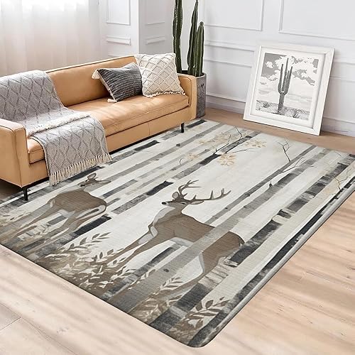 Miniatura 4 de Alfombra con estampado de camuflaje de ciervos de animales, alfombra de ciervo para sala de estar, alfombra de ciervo para dormitorio, alfombra de