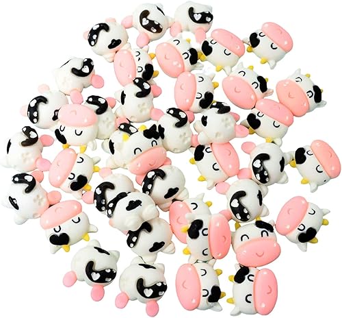 Honbay 40 dijes de resina de vaca con parte trasera plana cabujones de resina para accesorios para el cabello funda de teléfono decoración de