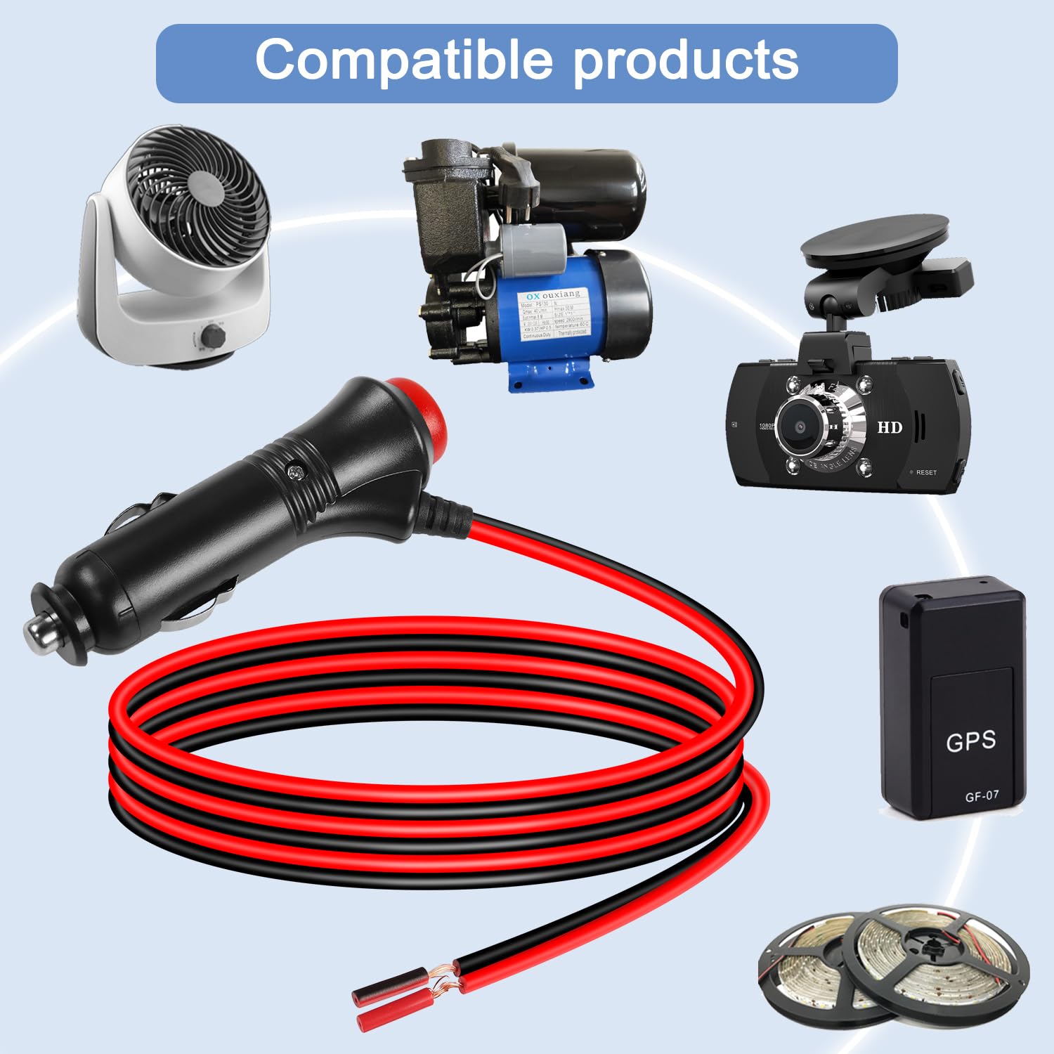 HATMINI 2PCS 12V Spina per accendisigari con pulsante di commutazione integrato