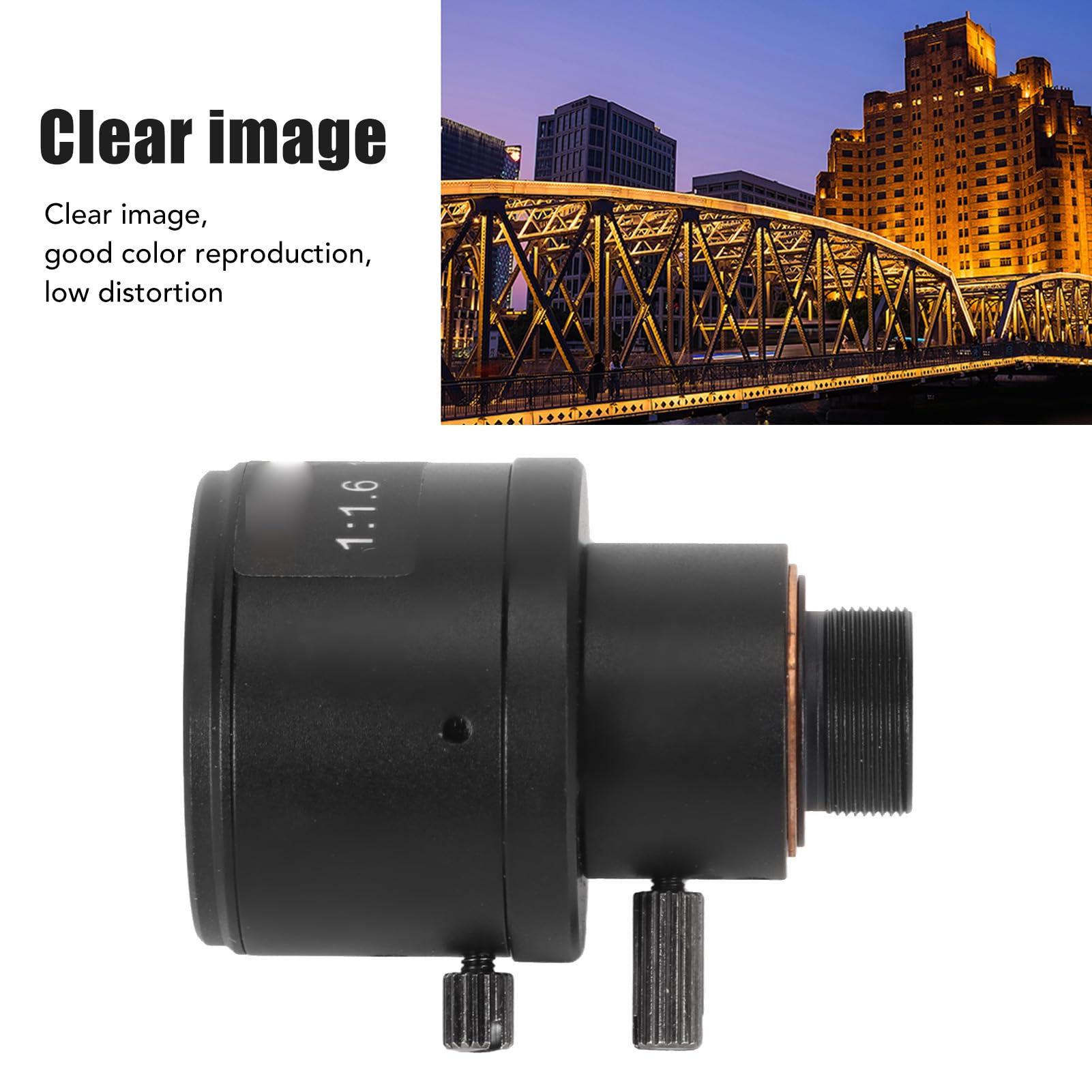 CCTV Zoom Objektiv manuell varifokal, 36 bis 10 mm, F16, M12 Anschluss, 6MP, 11,8 Zoll Sensor, Ersatz Fokuslinse für Überwachungskameras, Aluminium, Glas, 1 Packung