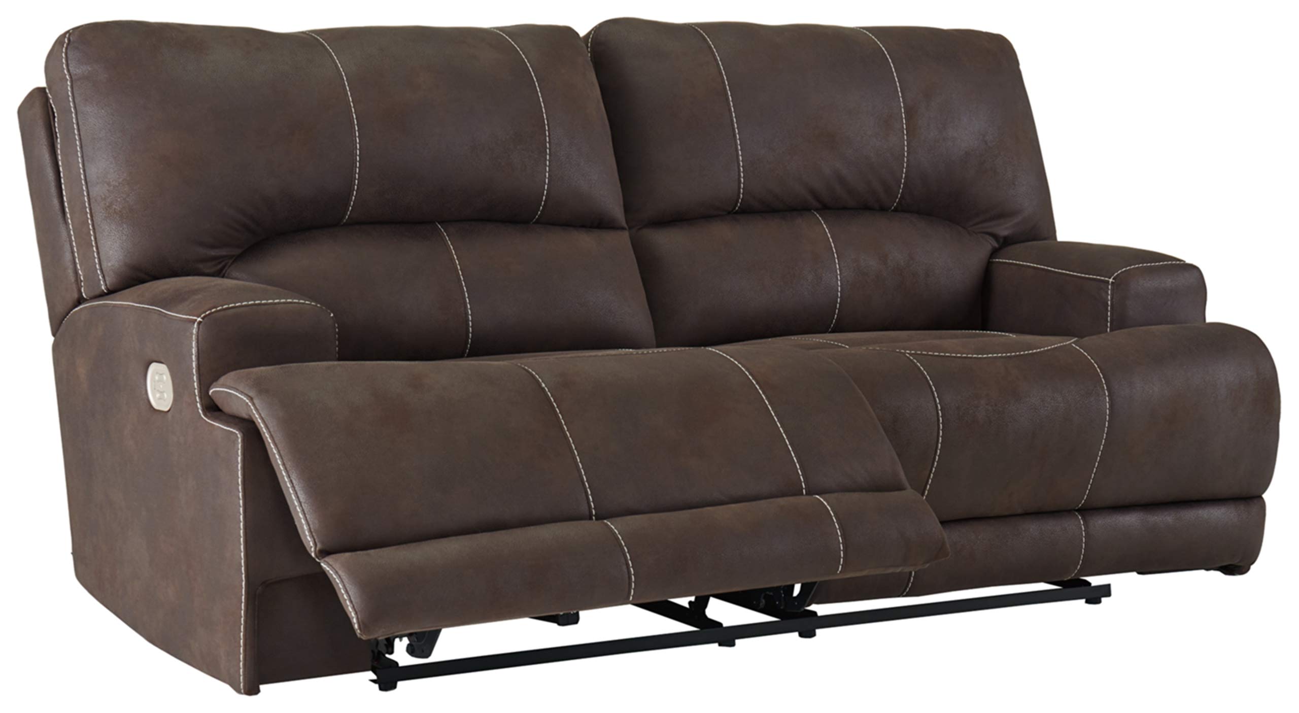 Signature Design by Ashley Kitching Faux Leather Adjustable Power Reclining Sofa with USB Charging, Brown
