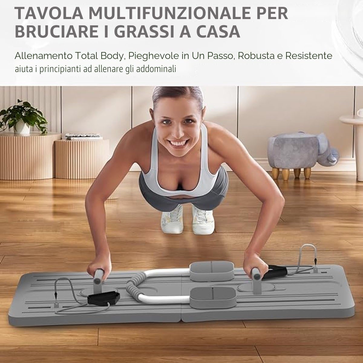 PILARAFIT - Tavola da Pilates - Allenatori addominali - Attrezzature per il fitness - Bianco/Grigio