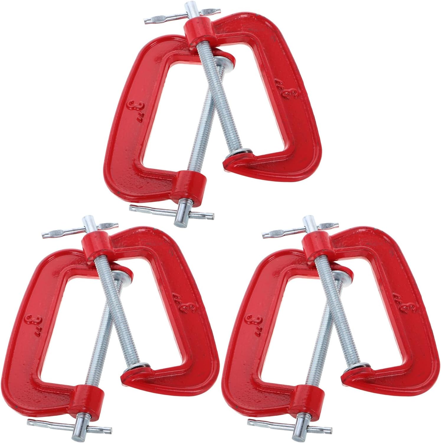 6pcs 3 Inch Metal C-clamp Set Red 77mm Jaw Opening Mini Tiger Clamps for Woodworking Welding and Assembly