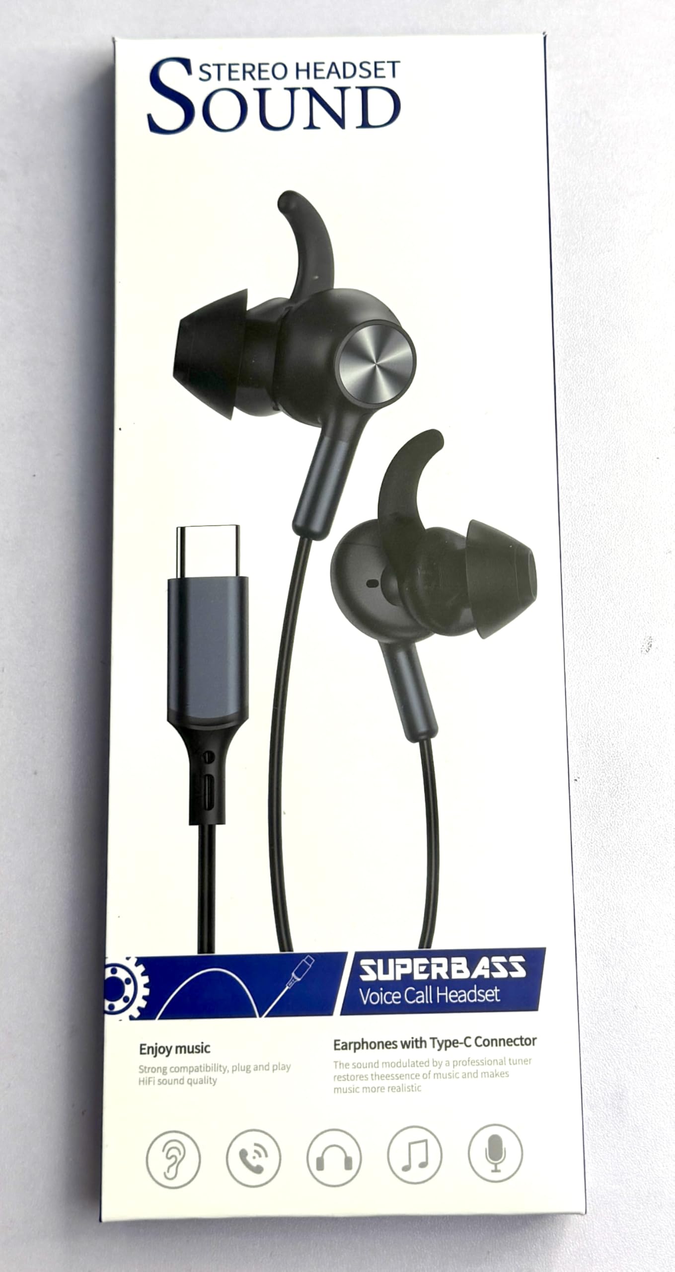 APETOO Auricolari con cavo USB-C con alette anti-allarme/ferite, per iPhone 16 15/iPad/Samsung/Android, microfono e controllo del volume, bassi stereo puri, cancellazione del rumore, auricolari in-ear