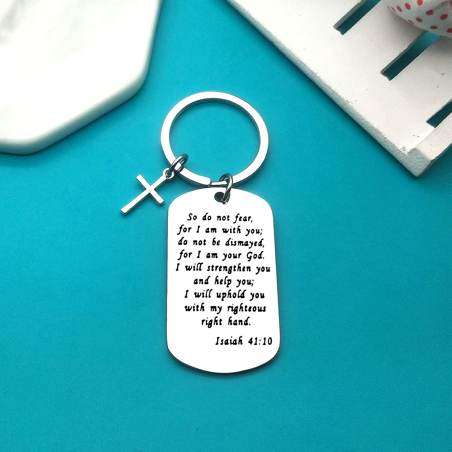 Ximalun Christian Gifts Keyring Bible Verse Keyring So Do Not Fear for I am With You Keyring Baptism Gifts Inspirational Religious Gifts Communion Gifts Christian Gifts for Women Men Girls Boys - Image 3
