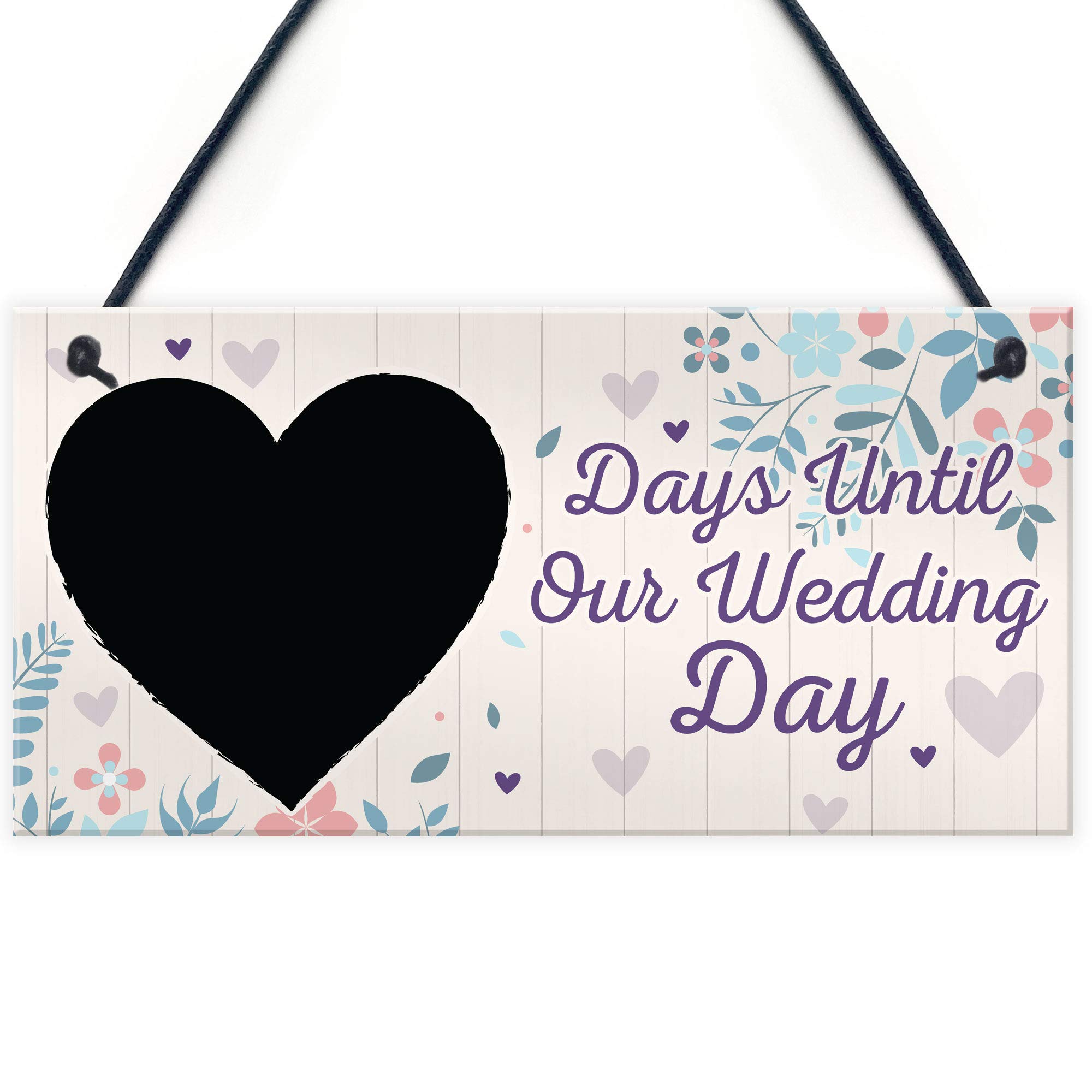 Red Ocean Chalkboard Countdown Days Until Wedding Day Sign Wedding Gifts Mr & Mrs Bridal Engagement Gifts Keepsake