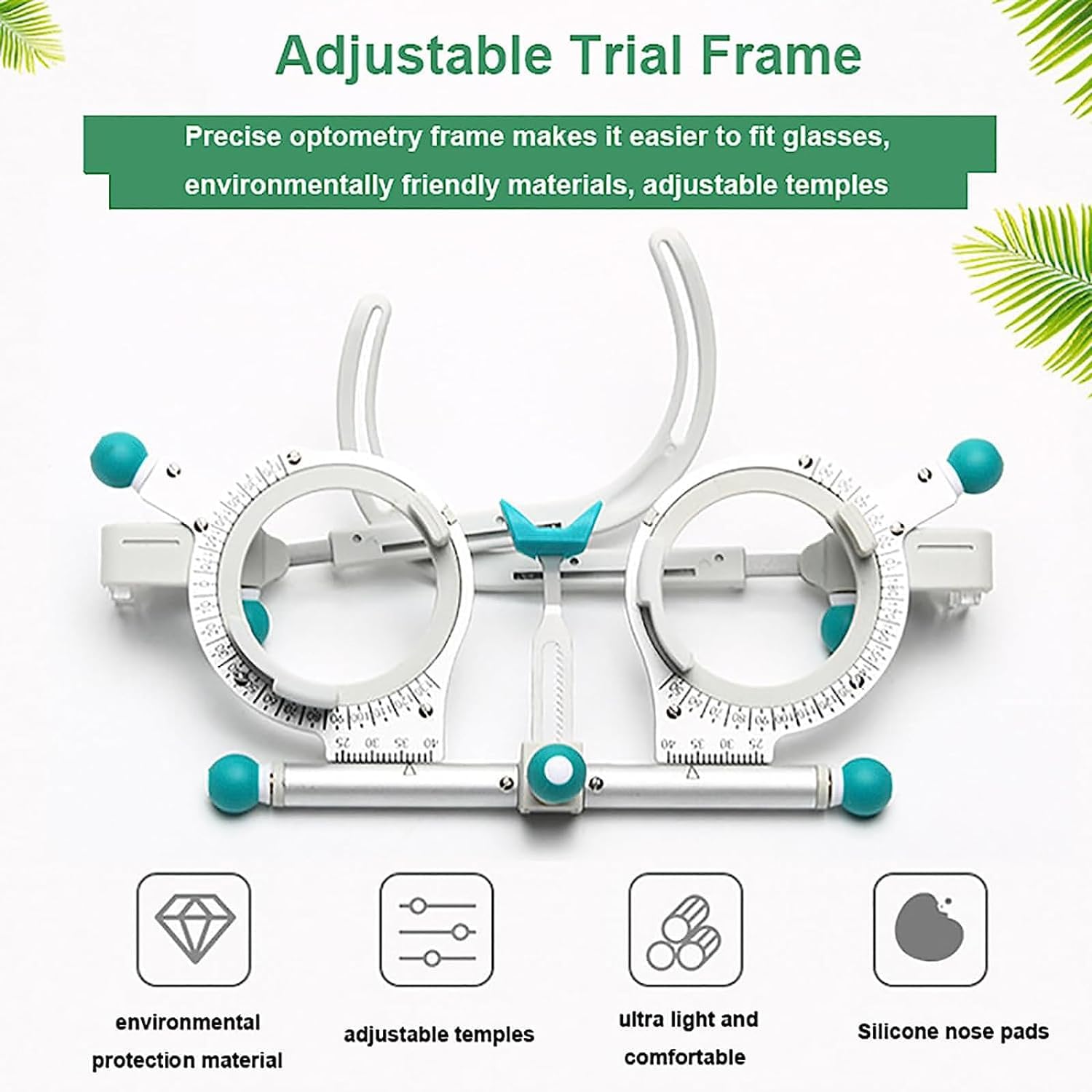Telaio per optometria professionale ultraleggero, regolabile per distanza interpupillare 48-80 mm, ideale per centri di cura della vista e ospedali oculistici