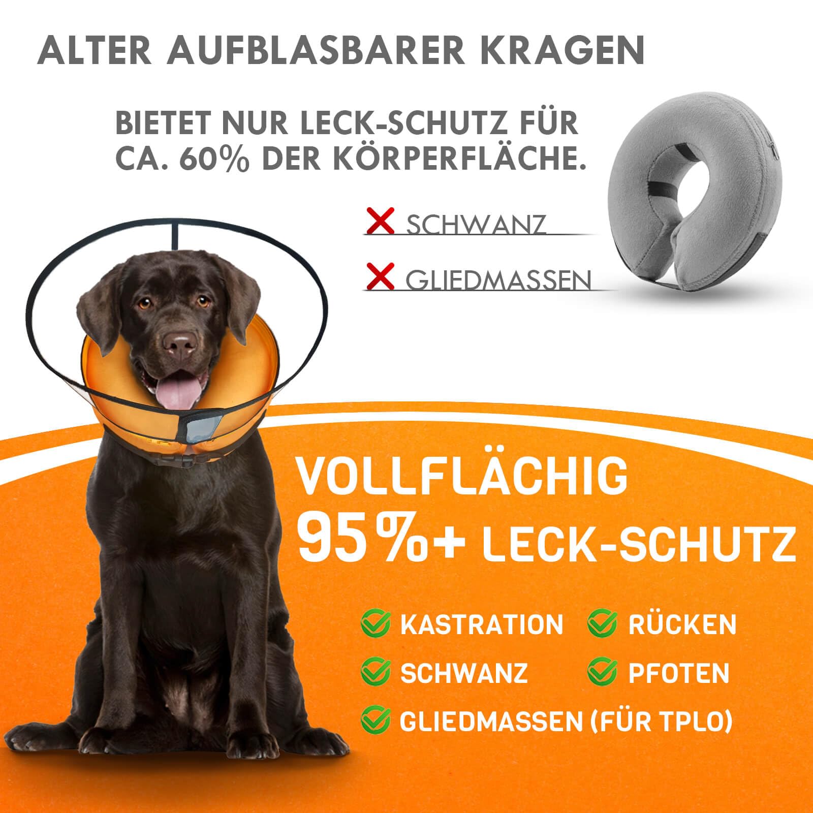 2 IN 1 Aufblasbare Halskrause Hund, nur f​ür Mittel- und Großhunde Entwickelt,Trichter Leckschutz Hund nach OP, Dog Cone, Halskrause Katze, Hunde Donut [Size 5]
