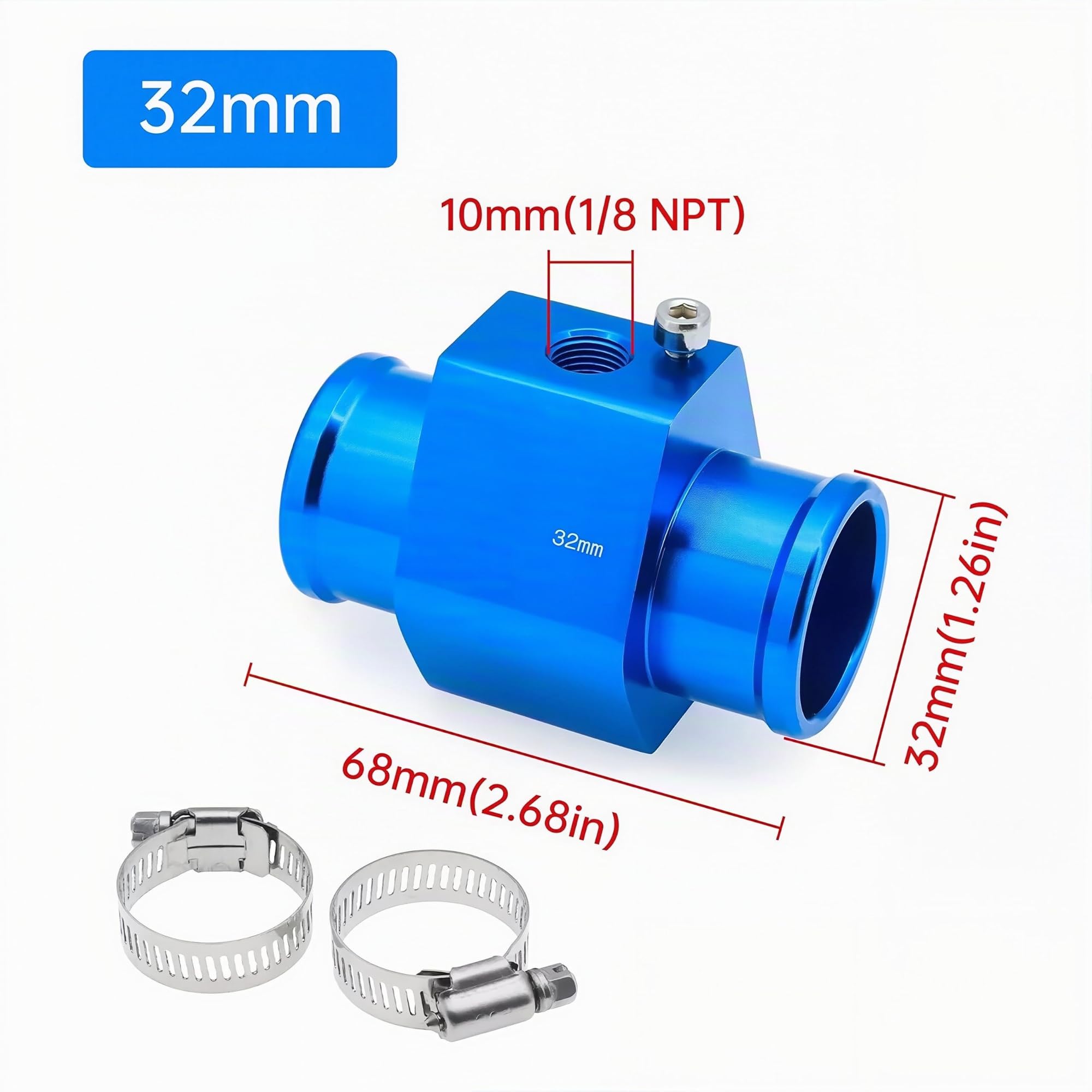 Kit de medidor de temperatura de agua para automóvil Letgoing - Medidor de temperatura de agua digital 10-120°C, voltímetro CC 9-36V, tubo de conexión de temperatura de agua de aluminio azul, sensor